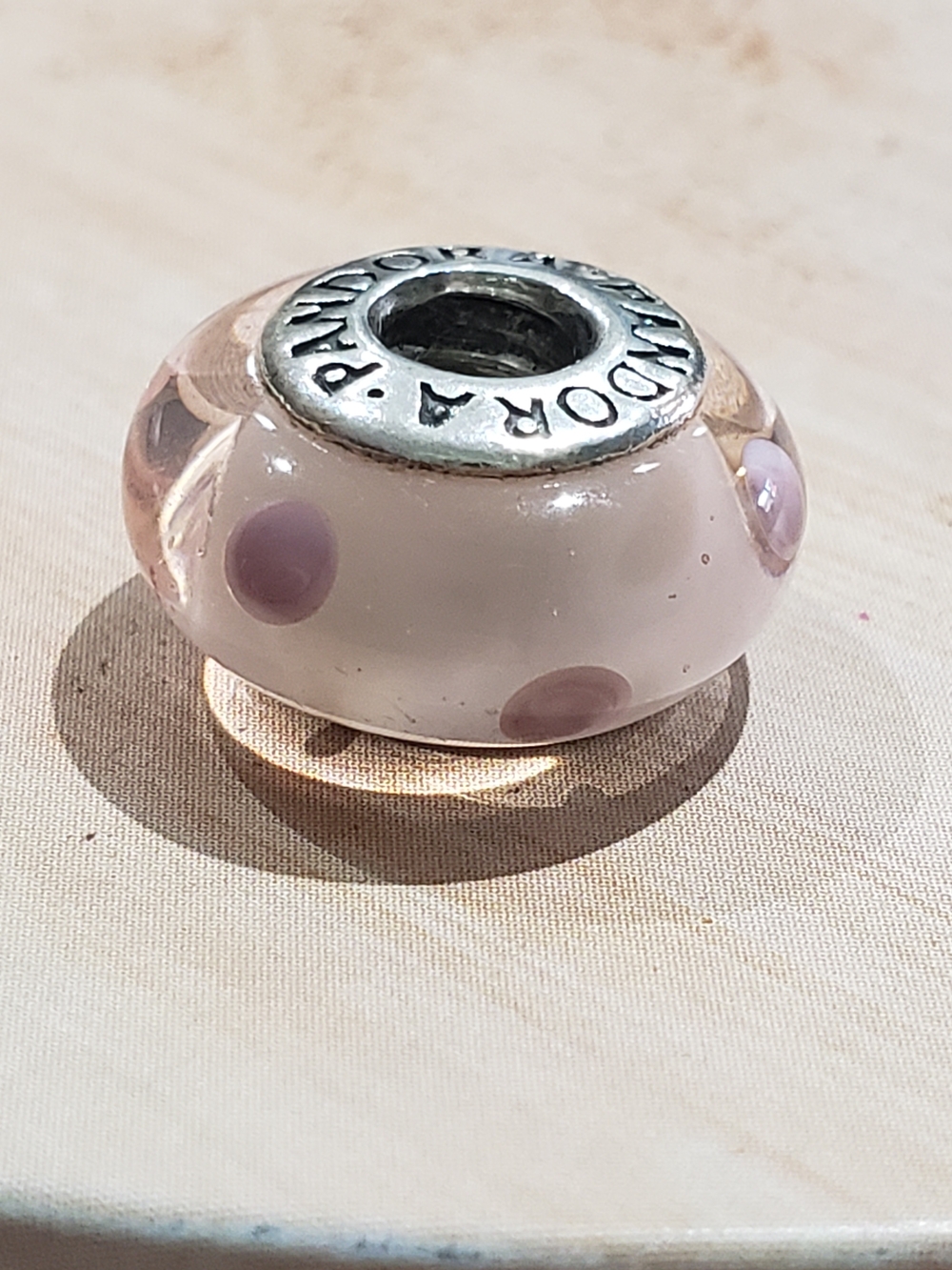 Pandora Light Pink Polka Dot Glass Charm Bead